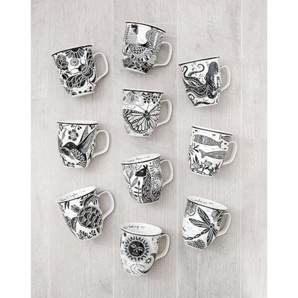 Karma Gifts Taza BOHO en blanco y negro 16 onzas abeja