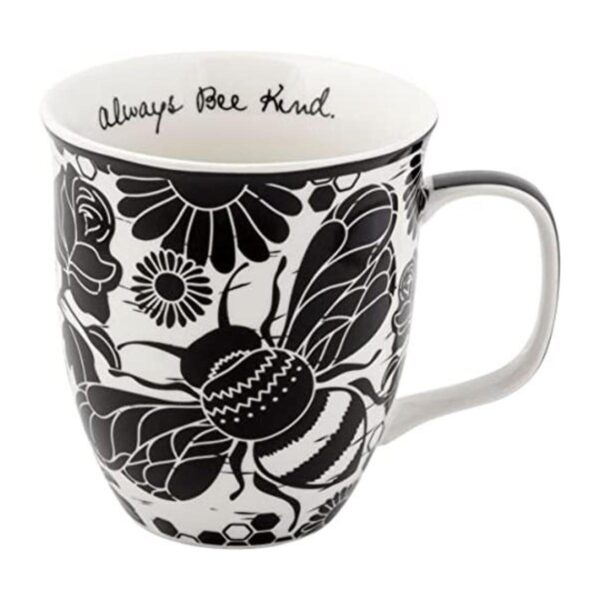 Karma Gifts Taza BOHO en blanco y negro 16 onzas abeja
