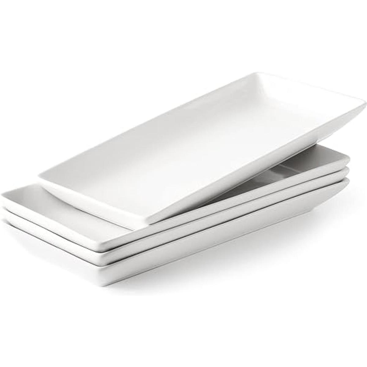 LAUCHUH Plato rectangular de porcelana para servir