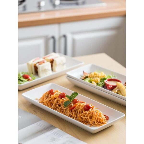 LAUCHUH Plato rectangular de porcelana para servir