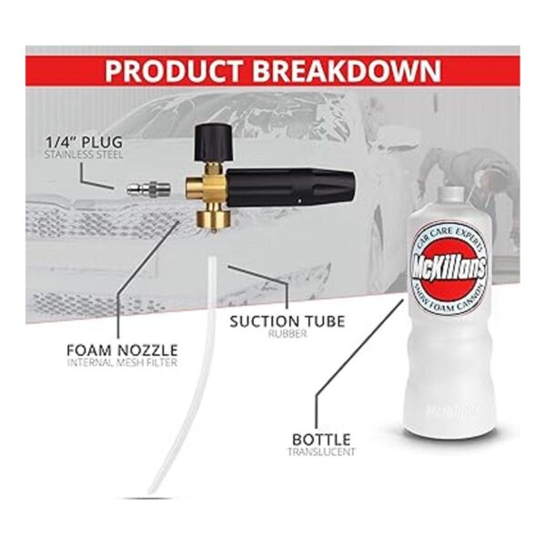 McKillans Foam Cannon Lavadora a presión ajustable de