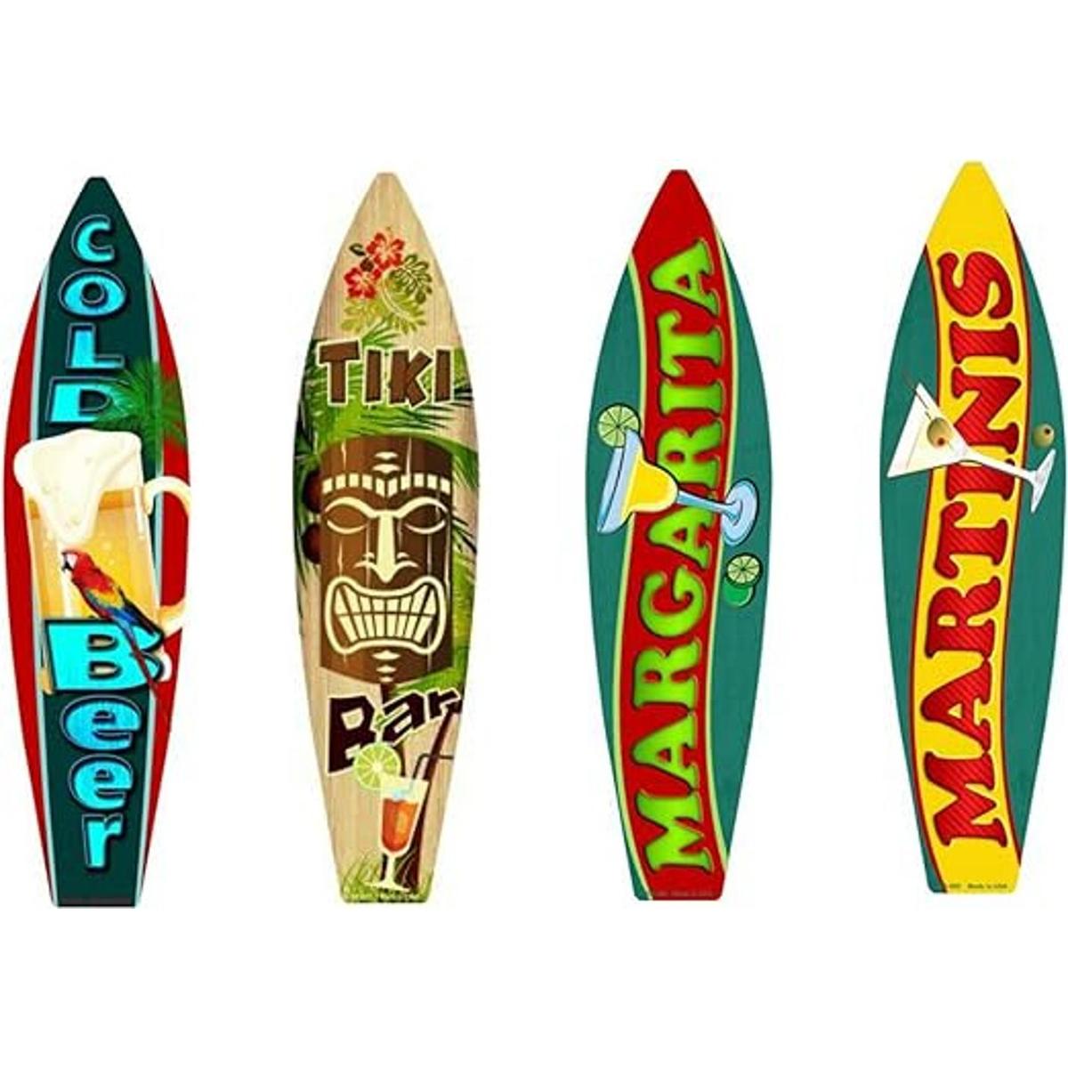 Paquete decoración de pared de tabla de surf letreros de