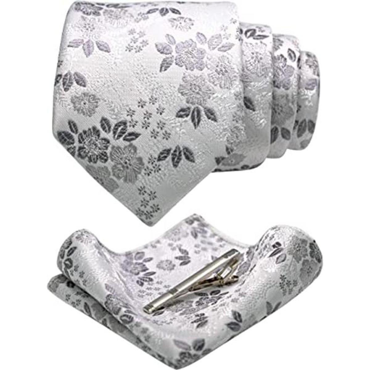 JEMYGINS Conjuntos de corbata floral y clip de corbata