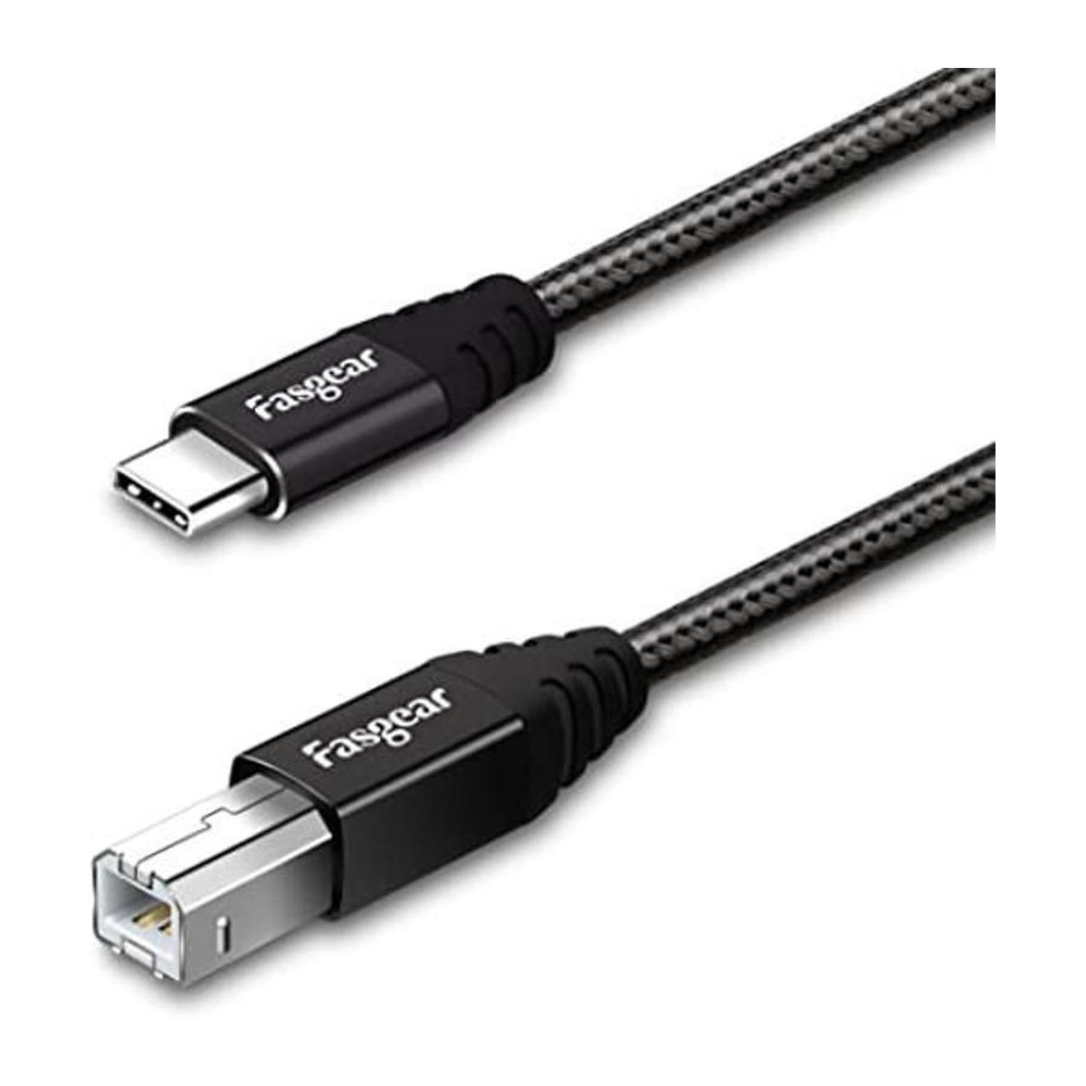 Fasgear Cable de nailon trenzado tipo C a USB B Midi con