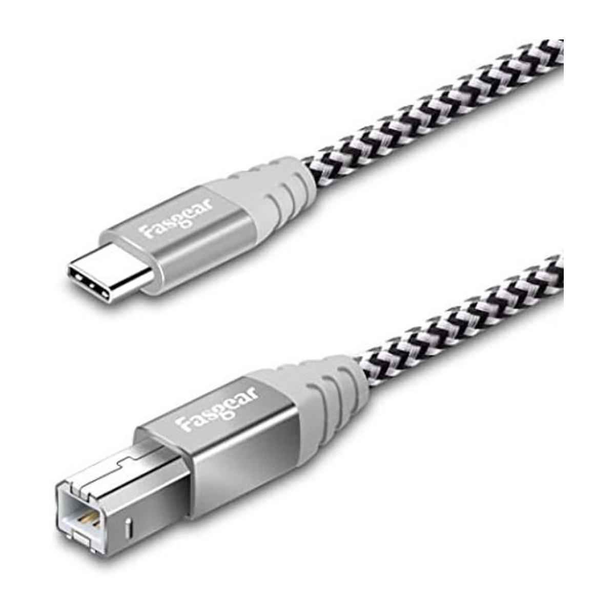 Fasgear Cable USB C a USB B de 6 pies de nailon trenzado