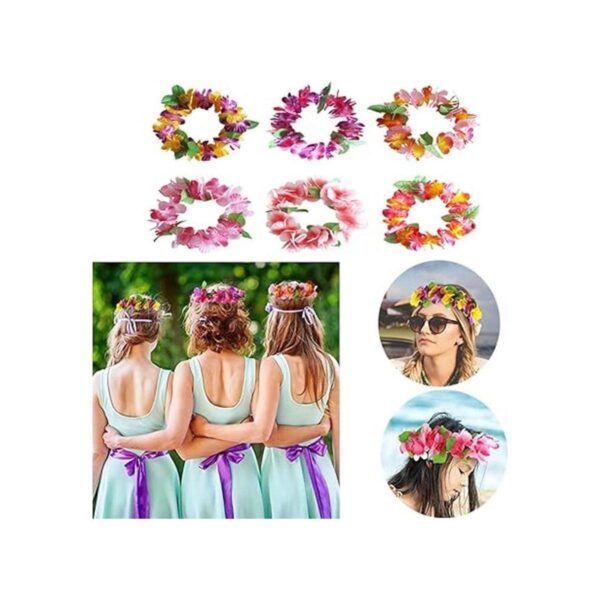 BPNHNA 6 coronas hawaianas con diadema de flores
