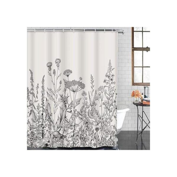 Emvency Cortina de ducha con borde floral hierbas y_6