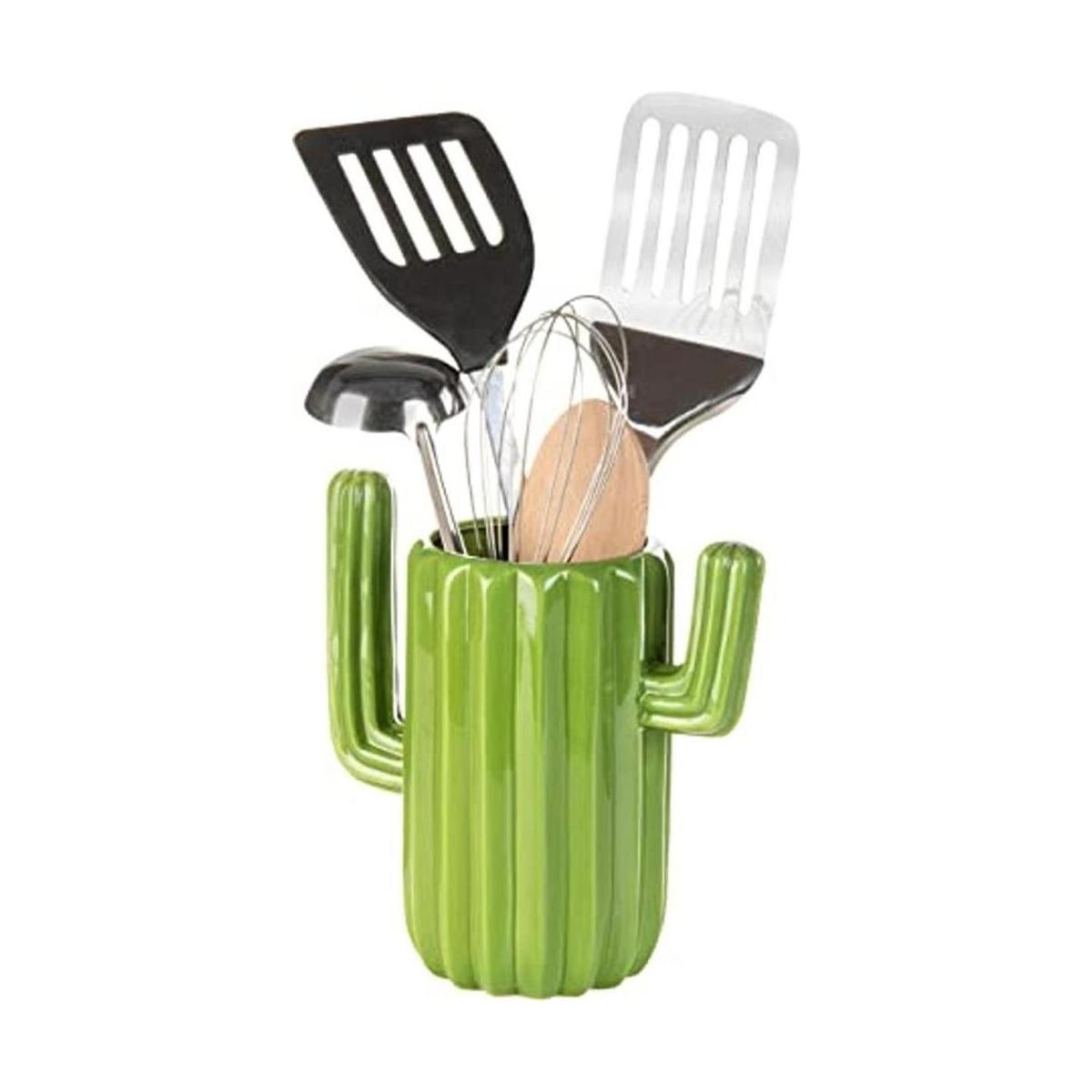 MyGift Soporte para utensilios de cerámica verde estilo