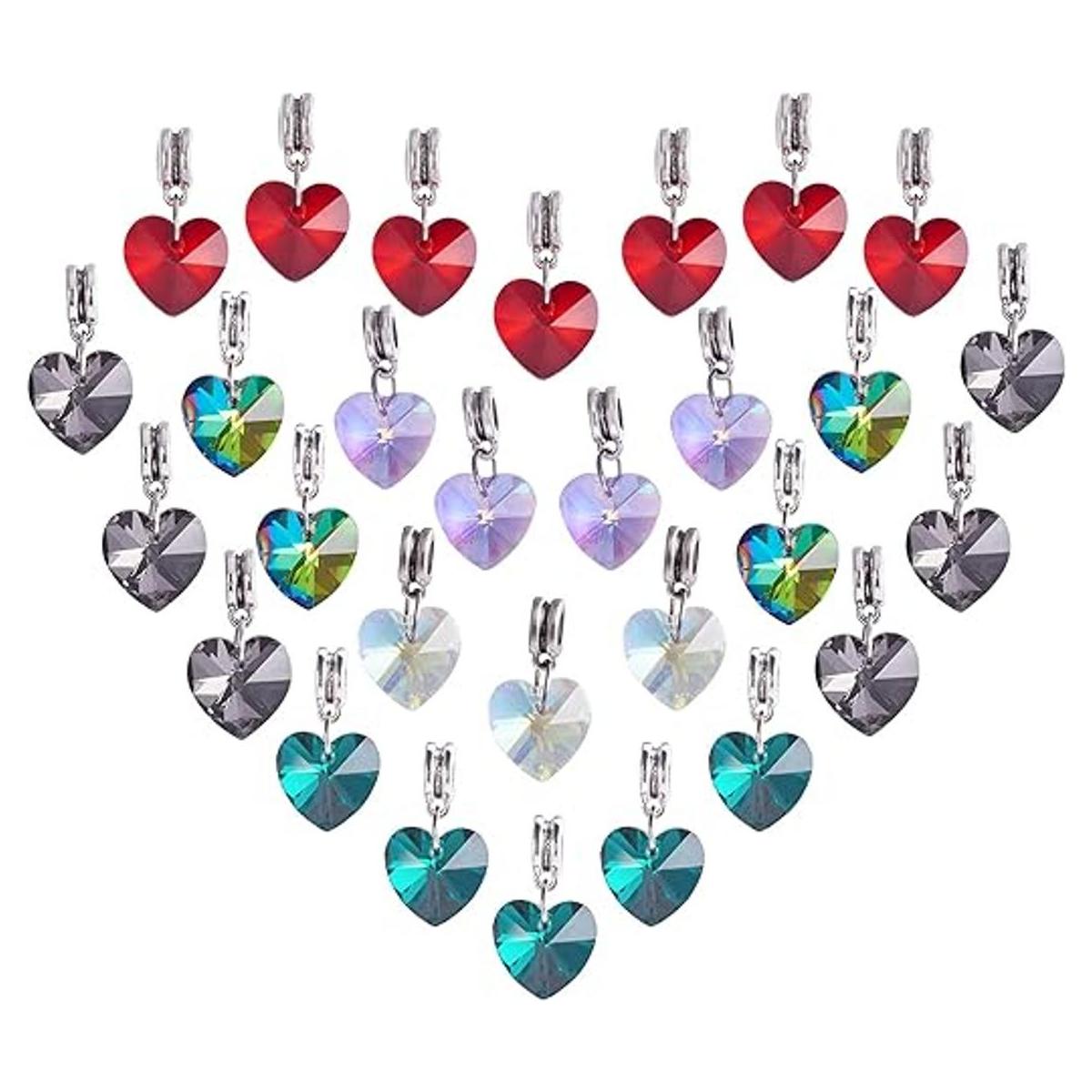 PH PandaHall Colgantes de cristal de corazón de 6 colores