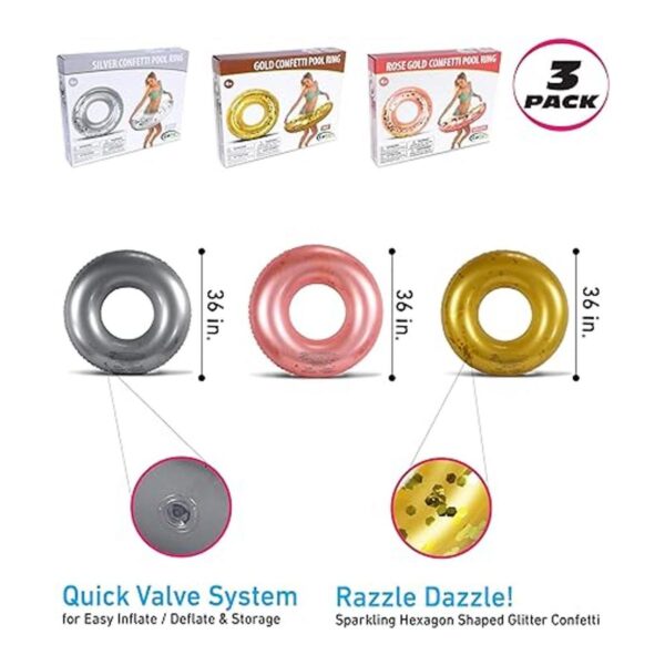Mozlly Paquete de 3 tubos flotantes inflables de plata_2