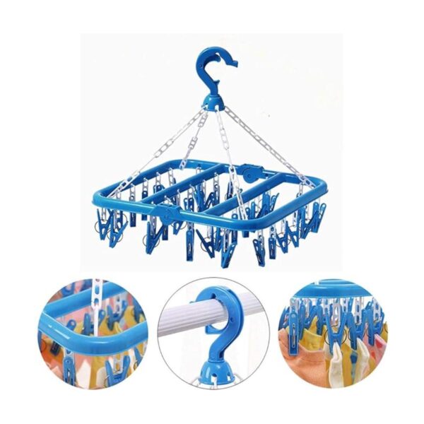 Clip plegable y colgador de goteo con 32 clips tendedero