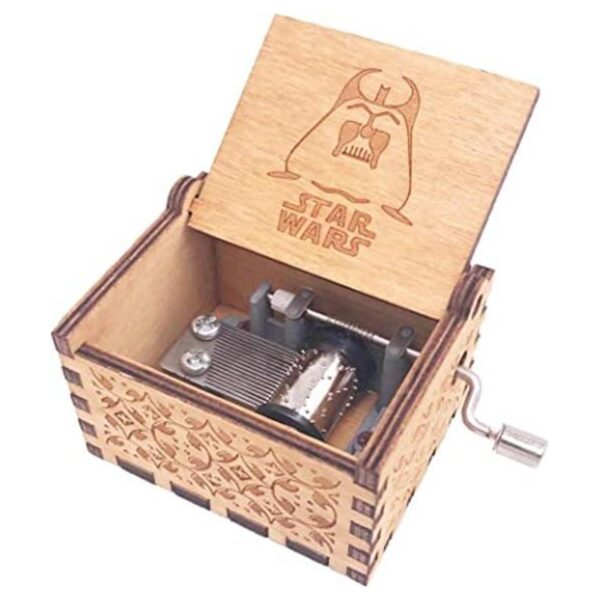 Caja musical con manivela de madera tallada y música del_1