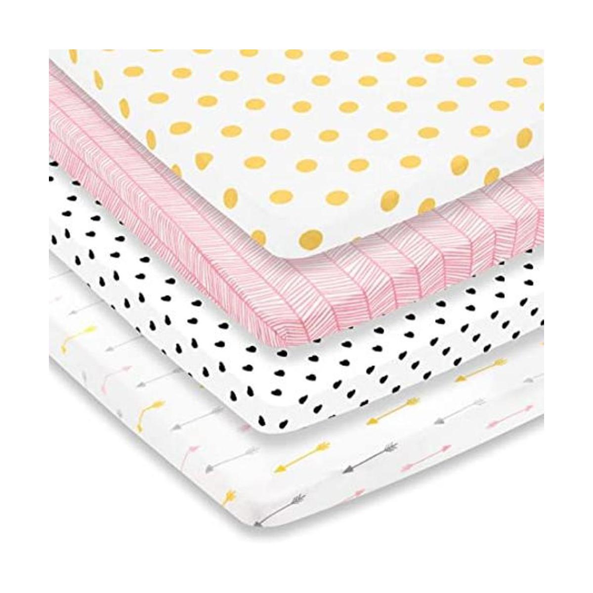 Pack n Play Sábanas Paquete de 4 sábanas de juego de