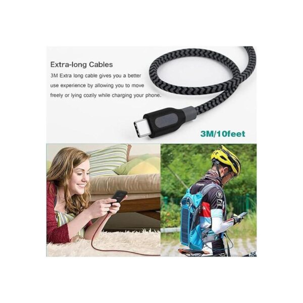 Canjoy 3pcs 10ft 2.0 USB C Cable 10.0 ft Negro cable USB_2