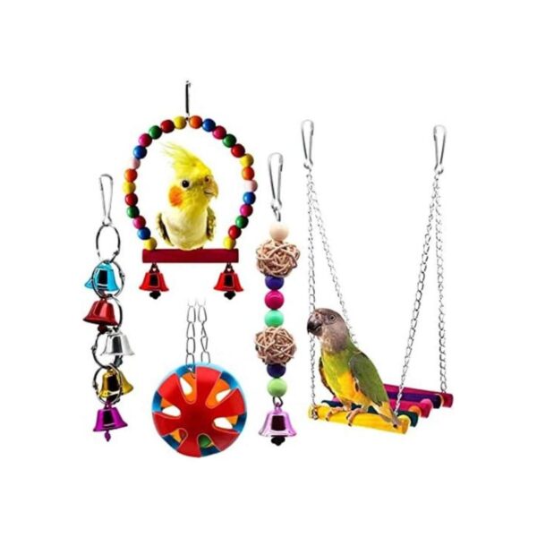 BWOGUE 5 juguetes de loro de pájaros campana colgante
