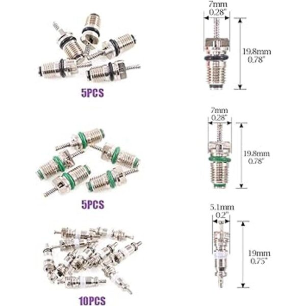 Swpeet 41 piezas R12 R134a AC Master Valve Core Kit de