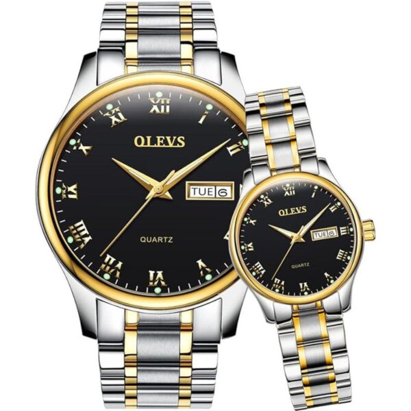 OLEVS Juego de 2 relojes de cuarzo para parejas de San_1