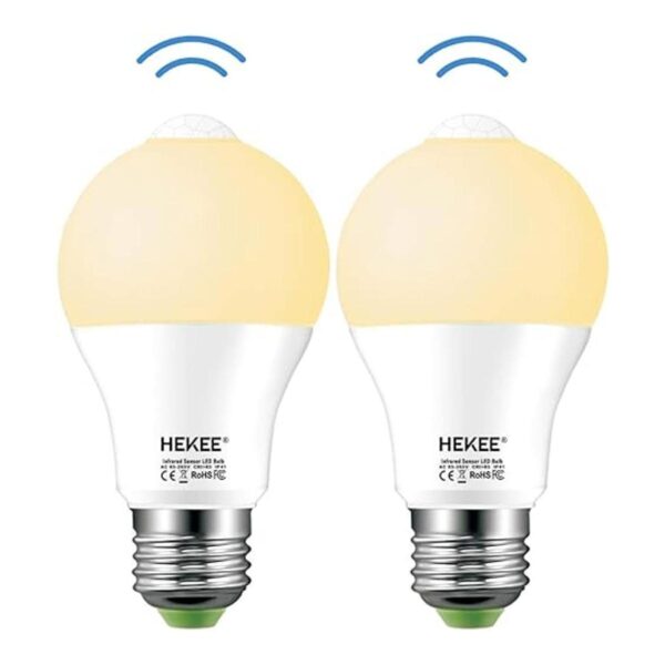 HEKEE Bombilla LED con sensor de movimiento de 9 W A19 PIR_1