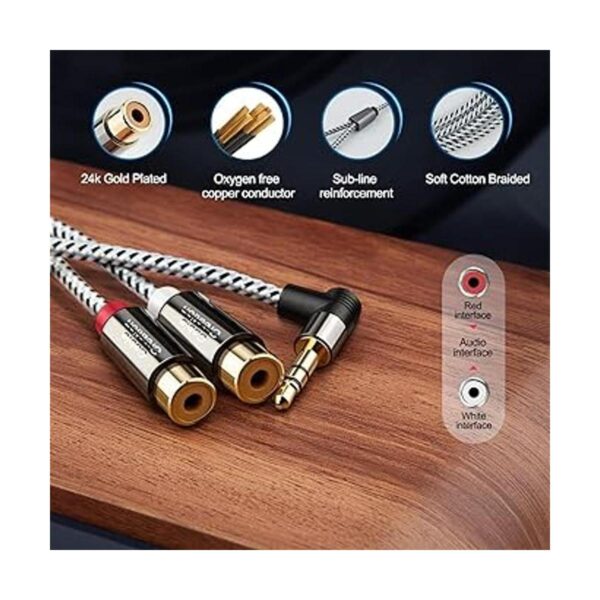 CableCreation Cable hembra de 0.138 in a 2 RCA ángulo de_2