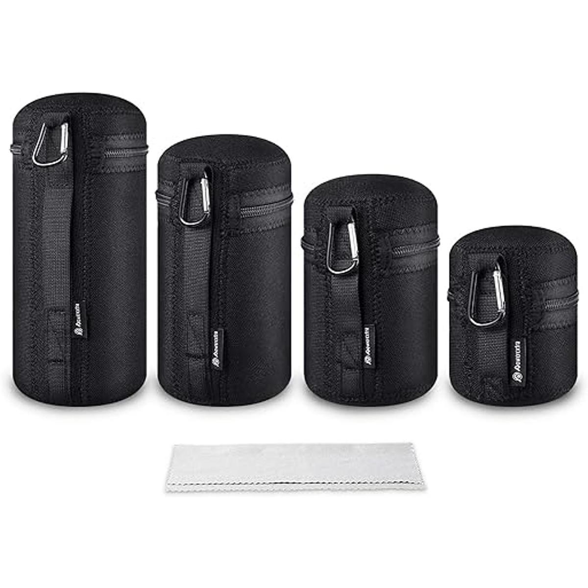 Powerextra 4 fundas para lentes con cremallera bolsa de