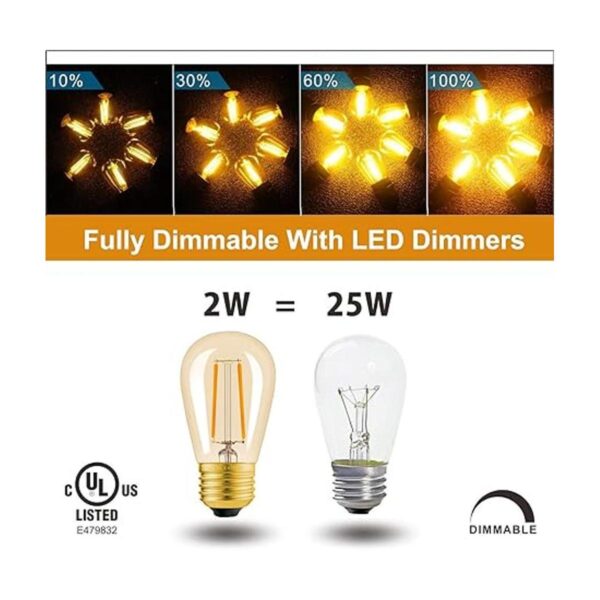 Hizashi 25 Pack 2200K LED S14 1 Watt Dimmable Bulb E26