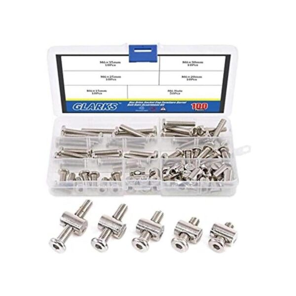 Glarks Juego surtido de 100 tornillos hexagonales M6 x