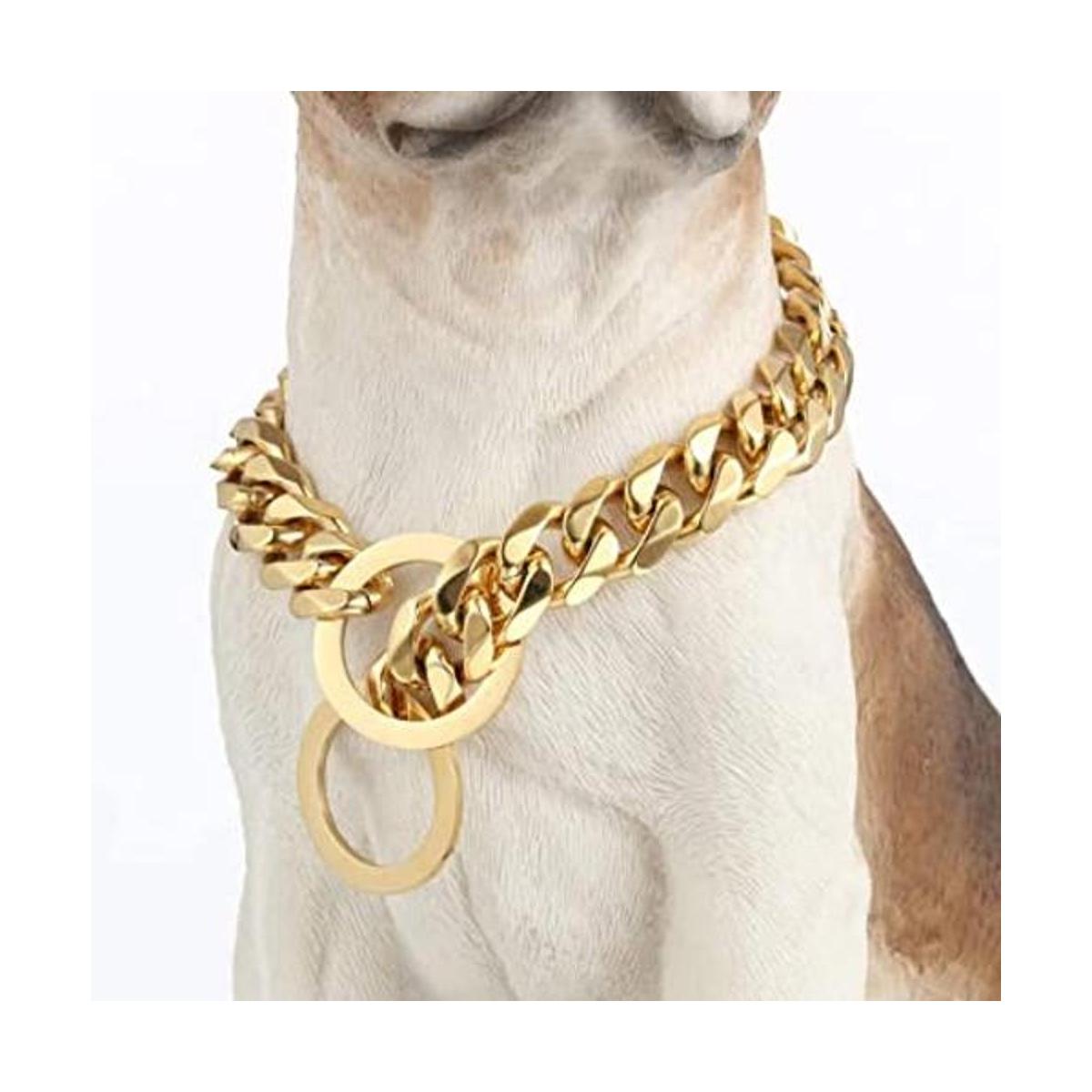GZMZC Collar de cadena para perro oro de 18 quilates
