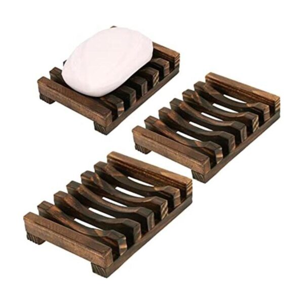 Anwenk Paquete de 3 jaboneras de madera con soporte para_1