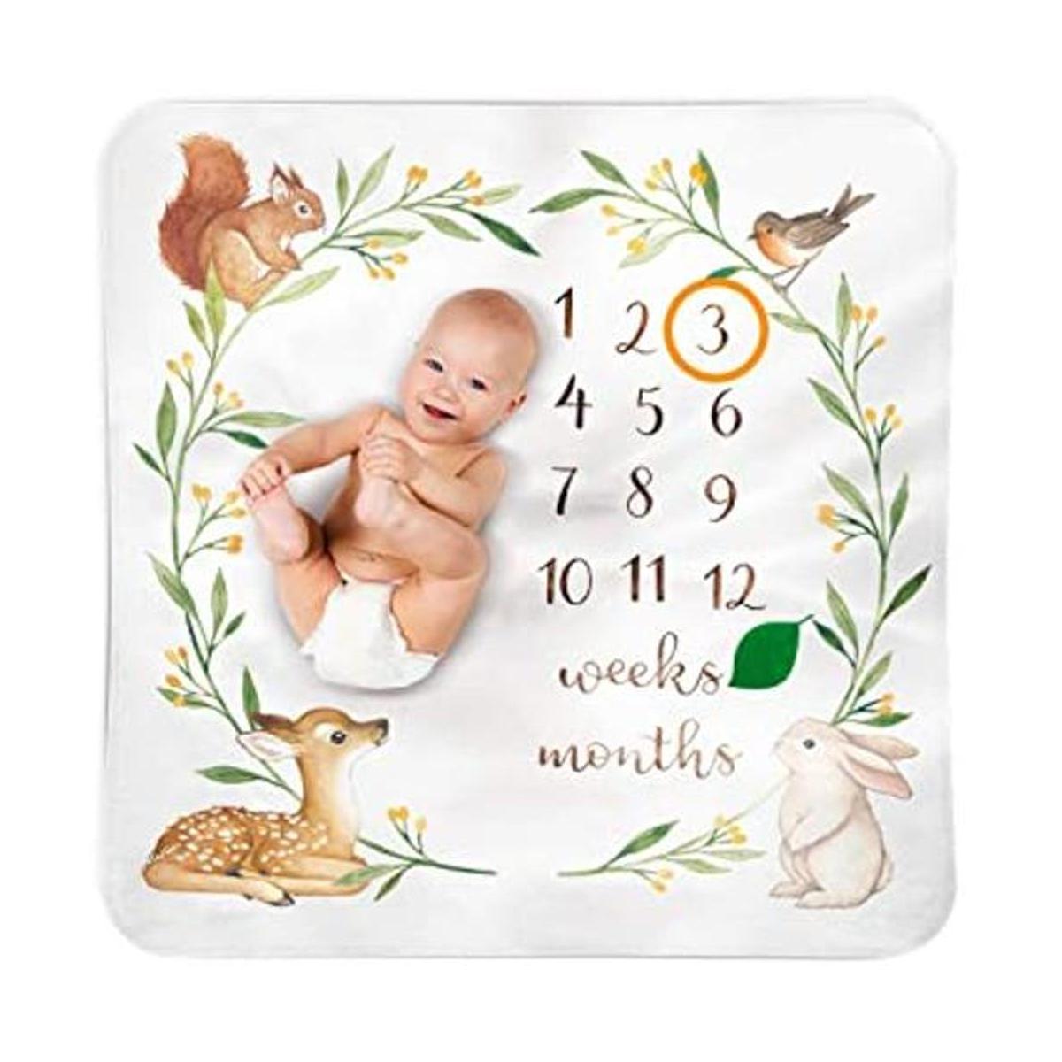 Manta de hitos mensual para bebé Woodland regalos para