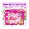 PREXTEX Mesa de maquillaje para niños con espejo y silla_5