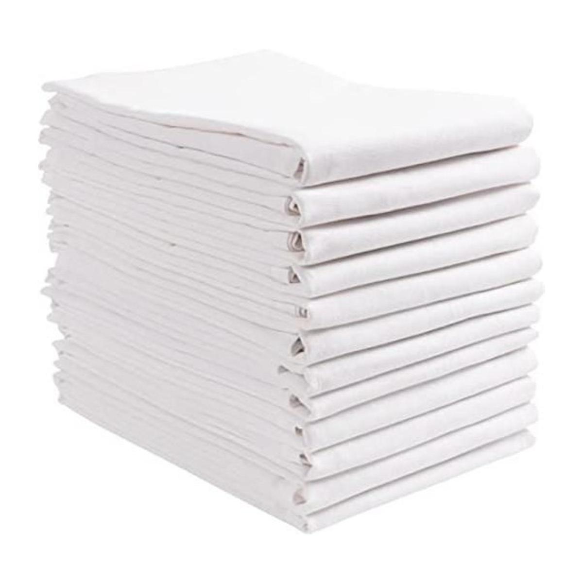 KAF Home Juego de 12 toallas de cocina blancas con bordado
