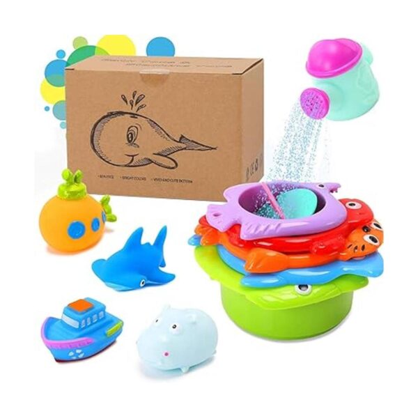 INNOCHEER Juguetes de baño y tazas apilables para niños