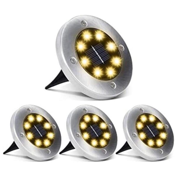 Aogist Paquete de 4 luces solares de tierra 8 luces LED_1