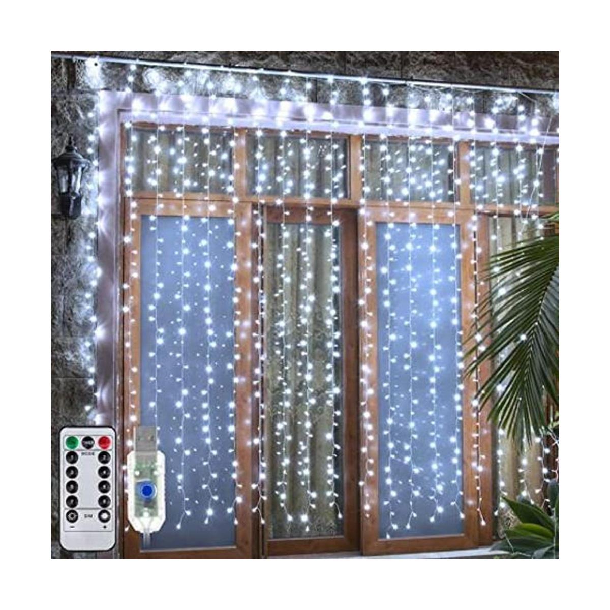 Ollny cortina con tiras de luces de Navidad luces
