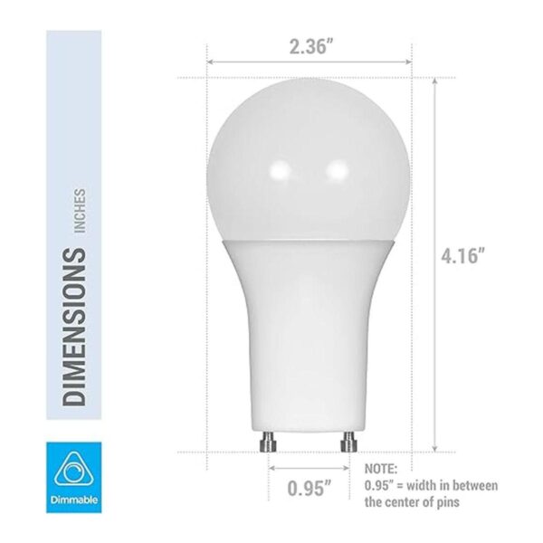 Paquete de 4 bombillas LED GU24 A19 equivalente a 60 W_2