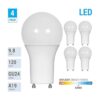 Paquete de 4 bombillas LED GU24 forma A19 9.5 W