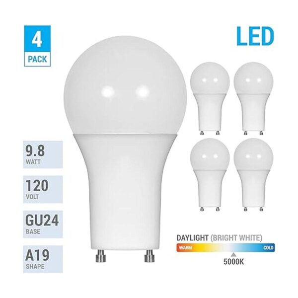 Paquete de 4 bombillas LED GU24 forma A19 9.5 W