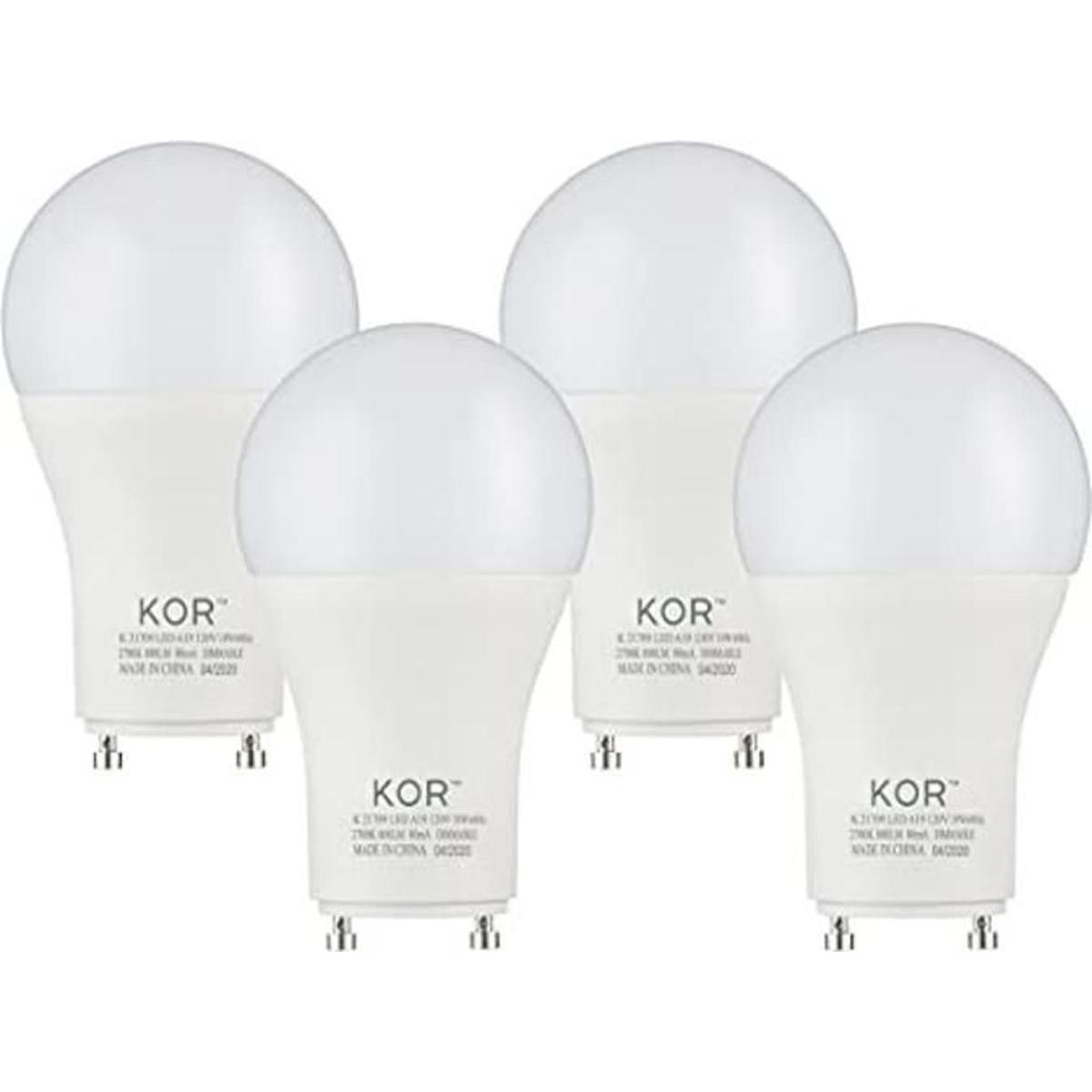 Paquete de 4 bombillas LED GU24 A19 equivalente a 60 W