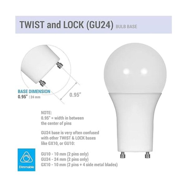 Paquete de 4 bombillas LED GU24 forma A19 9.5 W