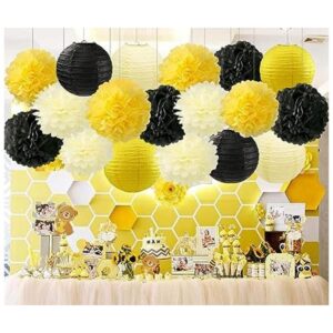 HappyField Linternas de papel de seda color amarillo y