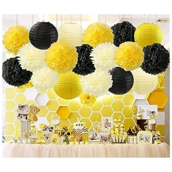 HappyField Linternas de papel de seda color amarillo y