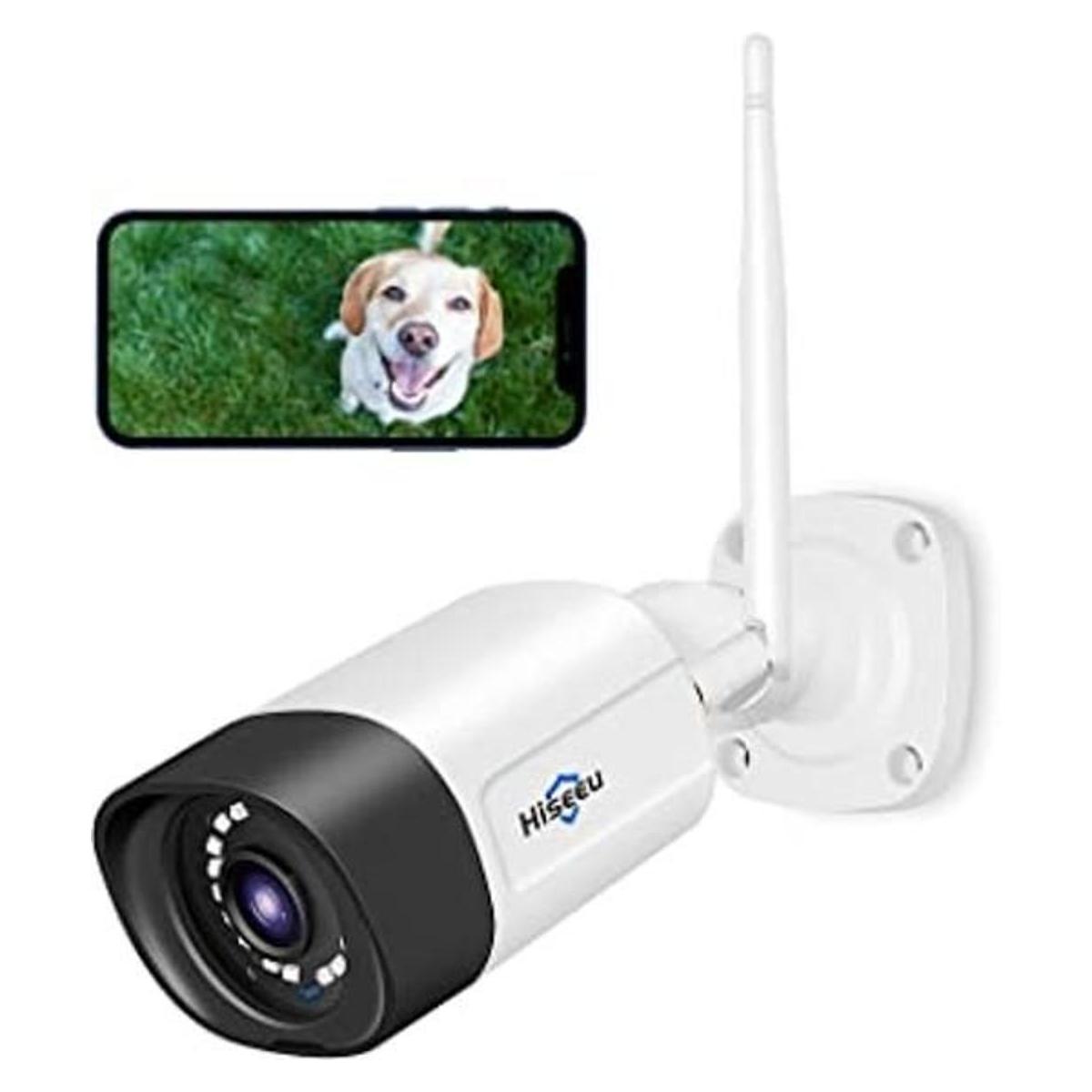 Hiseeu Cámara de seguridad para exteriores 2K audio de 2