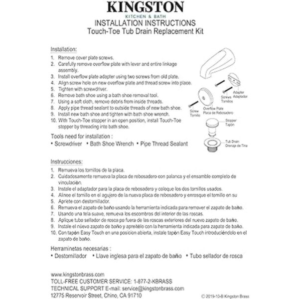 Kingston Brass DTT5302A0 Kit de conversión de drenaje_3
