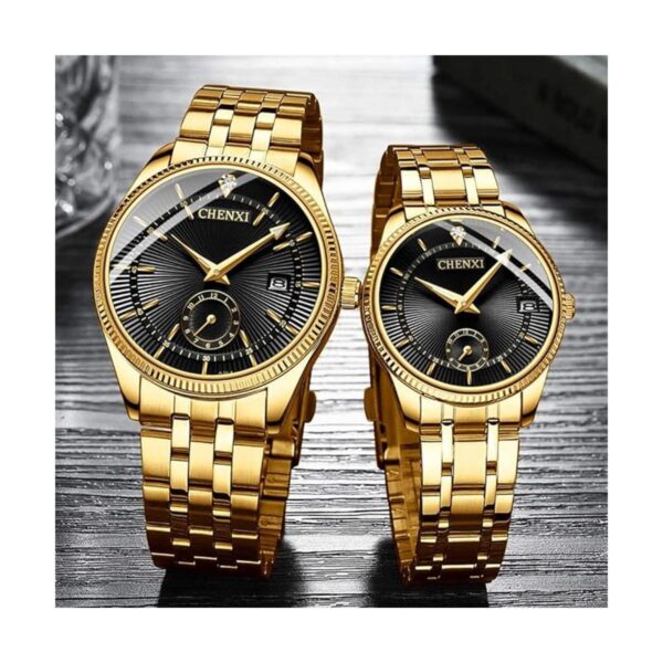 Reloj de pulsera para parejas reloj dorado para hombres y_5