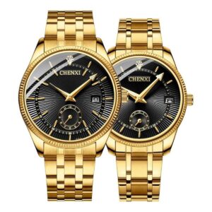 Reloj de pulsera para parejas reloj dorado para hombres y_1
