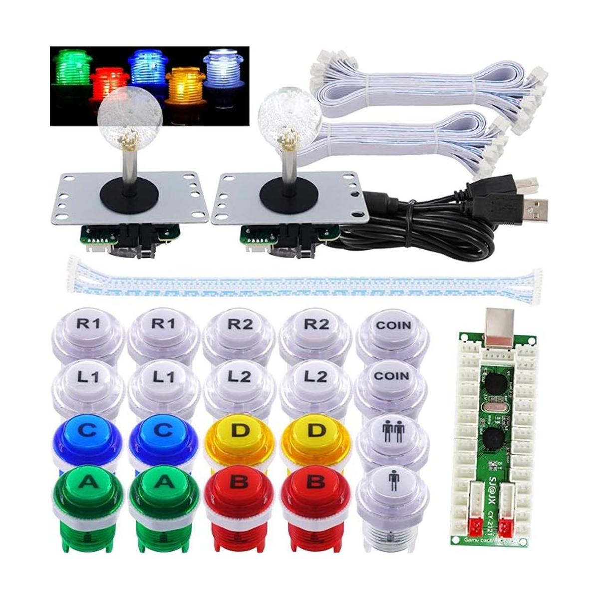 SJJX 2 Reproductor LED Arcade Juego DIY Kit Teclado