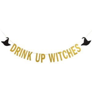 Banner de brujas de bebida dorada con brillantina_1