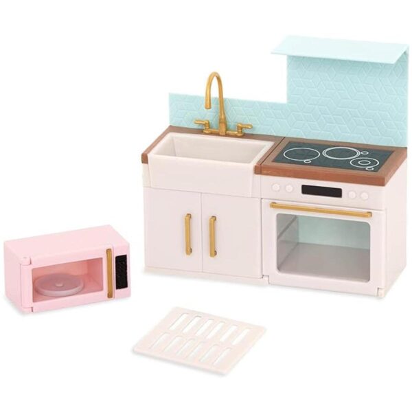 Lori Juego de cocina moderno para casa de muñecas de 5.9 in_1