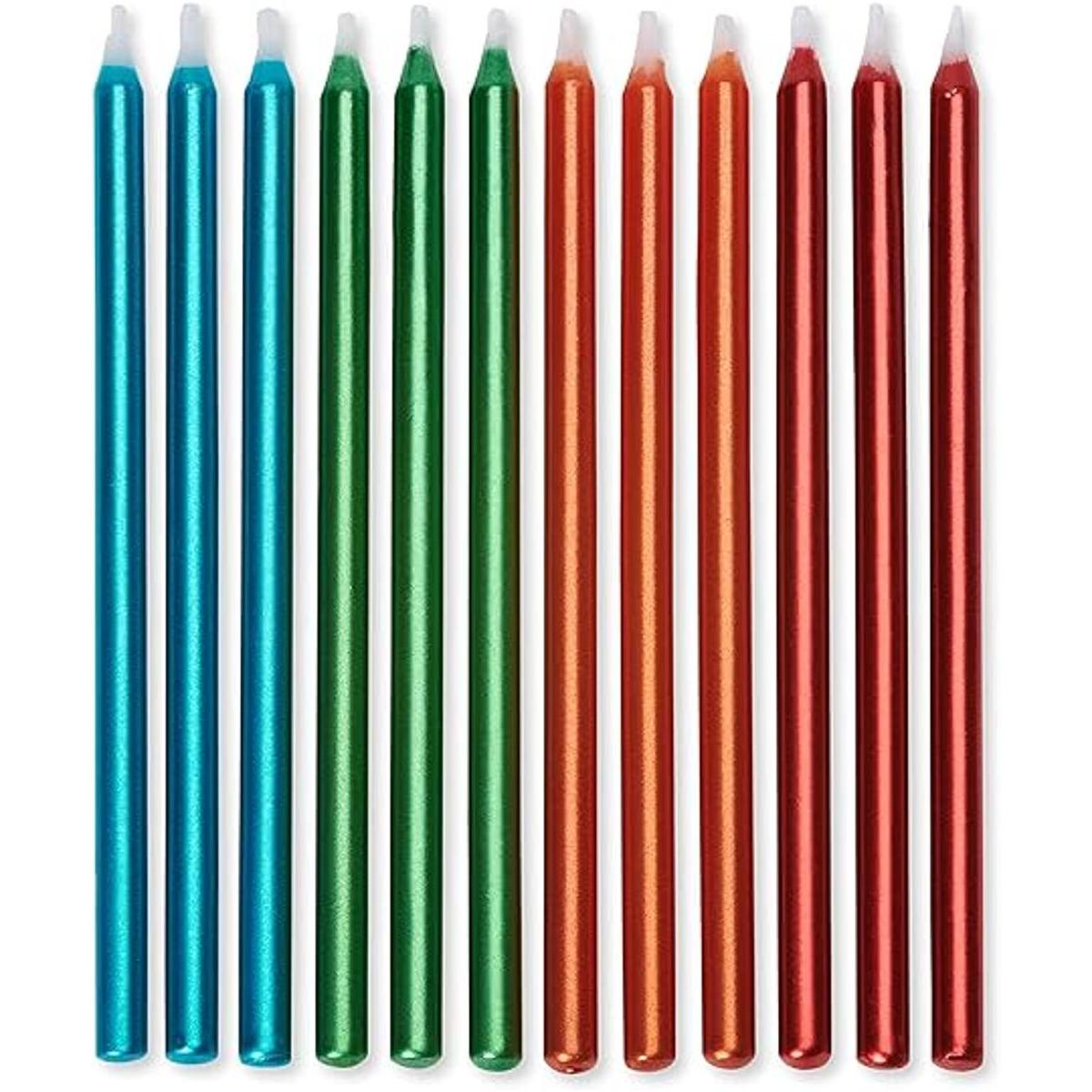 Papyrus Velas de cumpleaños azul metálico verde naranja