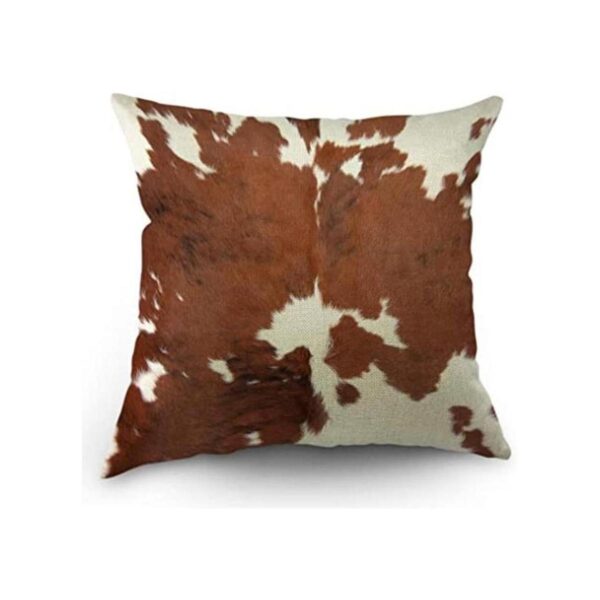 Moslion Funda de almohada decorativa de piel de vacuno con